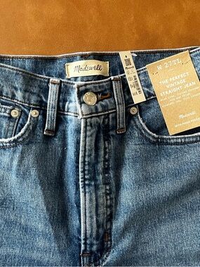 Madewell The Perfect Vintage Straight Jean, NWT, Size 27 TL
